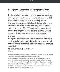 BC Hydro Notice re: billing 