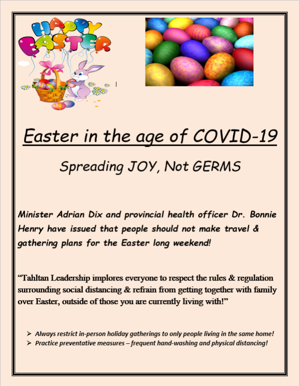 Easter during Covid19 Tahltan Band Council
